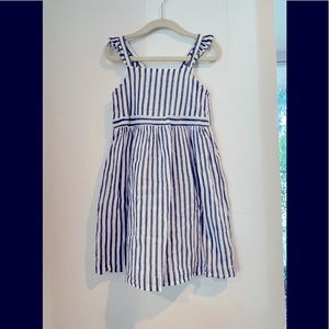 Pretty blue/white striped dress, flutter straps. Gap. Sz 4. Great cond.